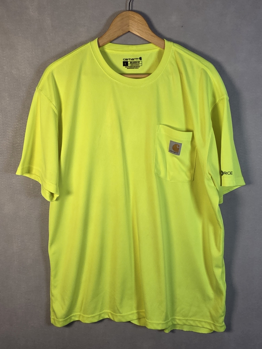 Lime green Carhartt Men's Force Color-Enhanced Short-Sleeve T-Shirt (P663)